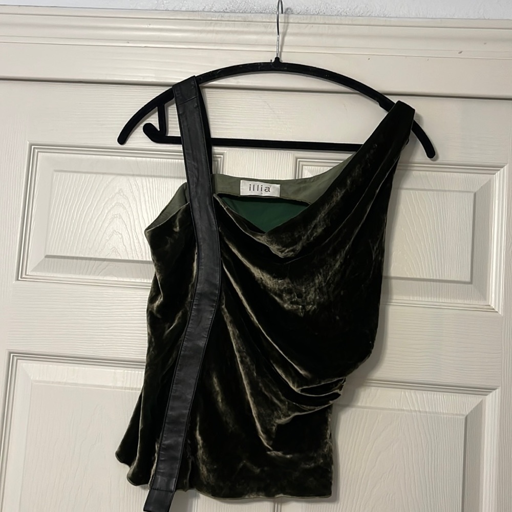 Rare Green Velvet & Leather Tank from Illia - size 4